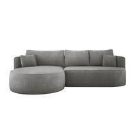 ECKSOFA FIORE-L Moderne Ausziehbare Schlaf-Funktion, automatischer Auffaltung, lose Rückenkissen freistehend LINKS 284x183x82 cm cm Silver - Silberfarben, Holz/Textil (183/284cm) - DomoHome