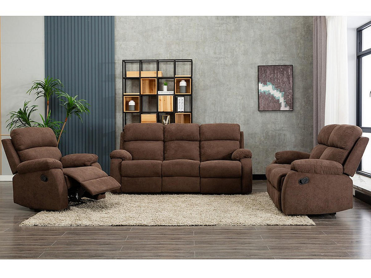 RELAXSOFA 3-Sitzer - Stoff - Braun - TOLZANO - Braun, Textil (201/100/96cm) - Vente-Unique