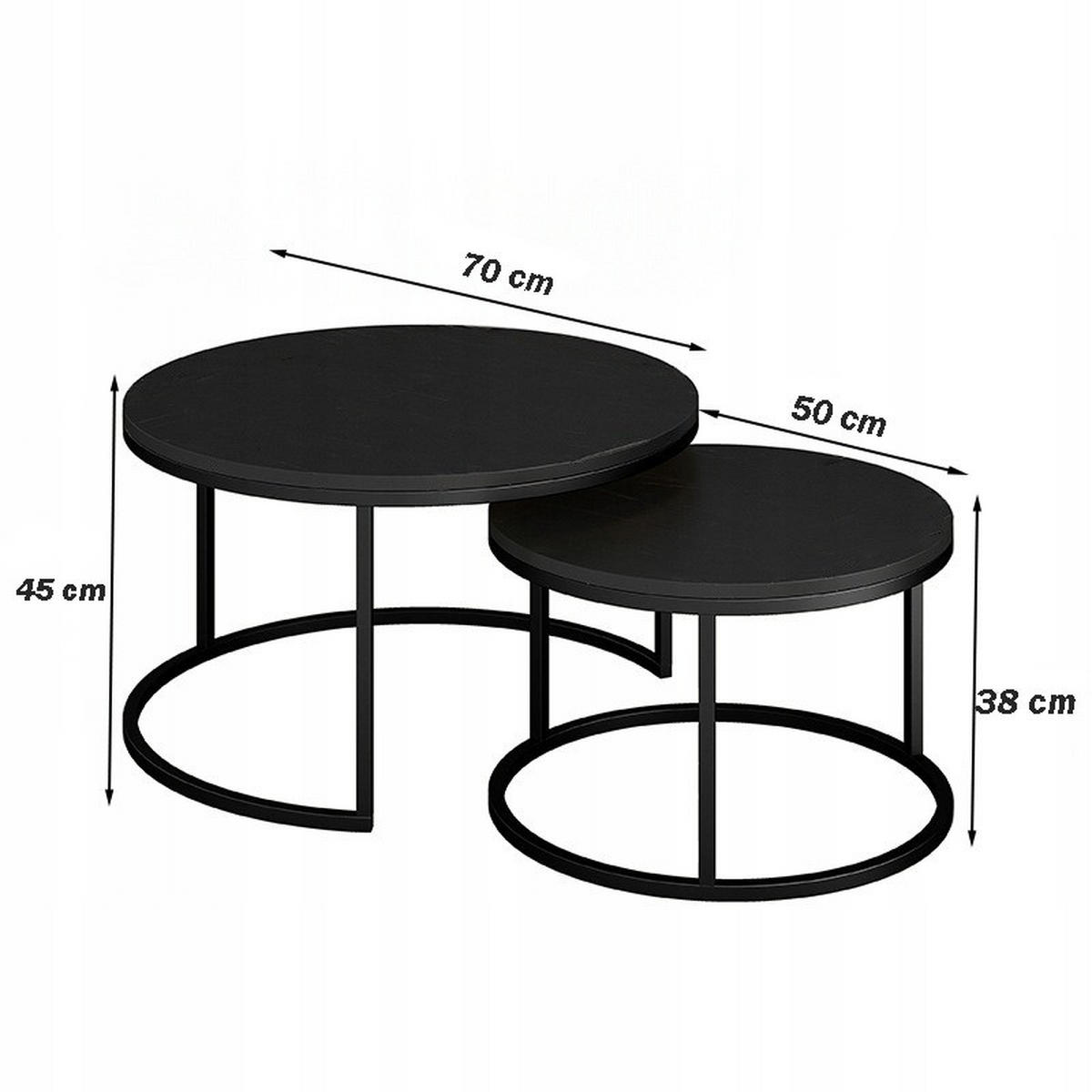 COUCHTISCH 2er-Set, schwarz - Schwarz, Holzwerkstoff (50/70/45cm) - Rebiko