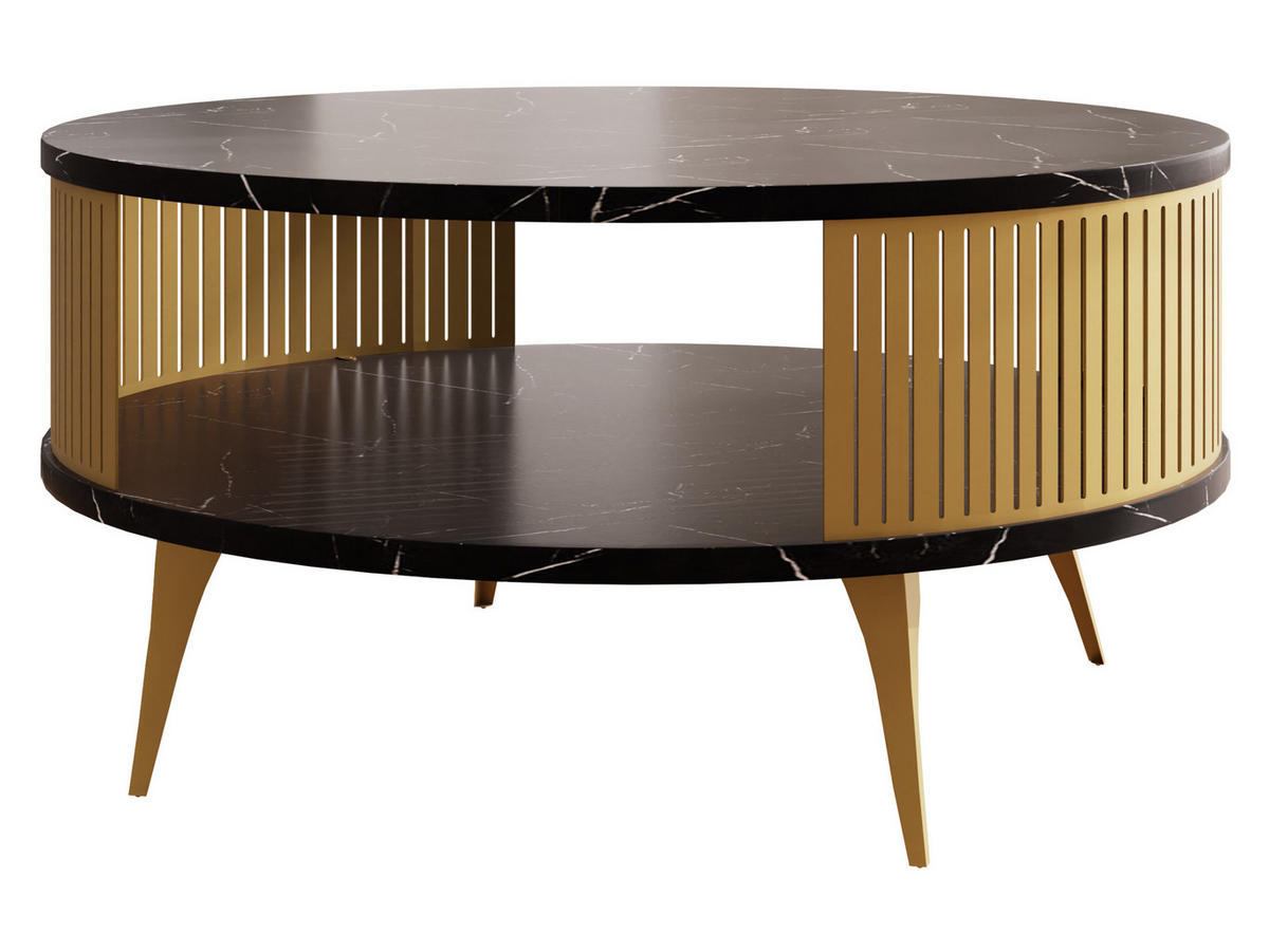 COUCHTISCH Roenni Gold - Goldfarben/Multicolor, Holzwerkstoff/Metall (75/75/30cm) - MIRJAN24