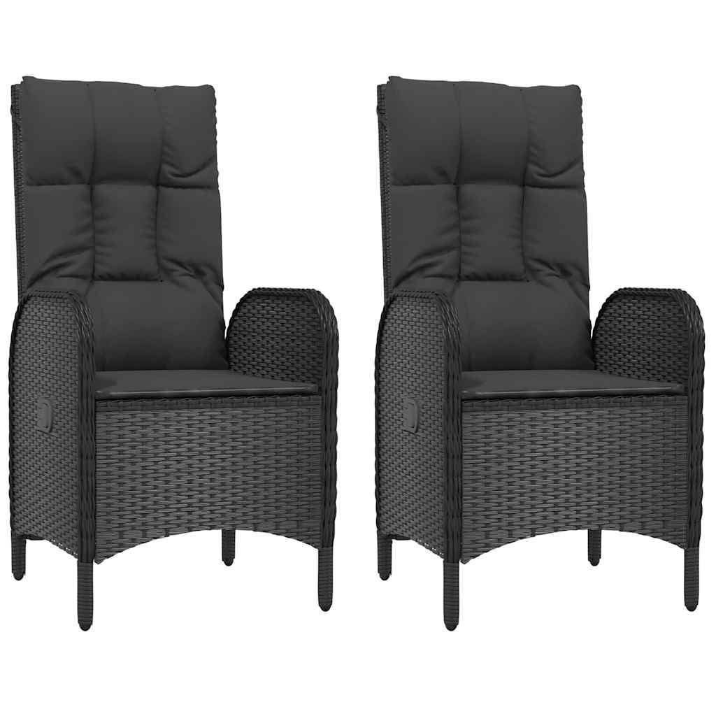 GARTENSTÜHLE 2er Set Poly Rattan Schwarz - Schwarz, Kunststoff (58/108/63cm) - vidaXL