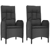 GARTENSTÜHLE 2er Set Poly Rattan Schwarz - Schwarz, Kunststoff (58/108/63cm) - vidaXL