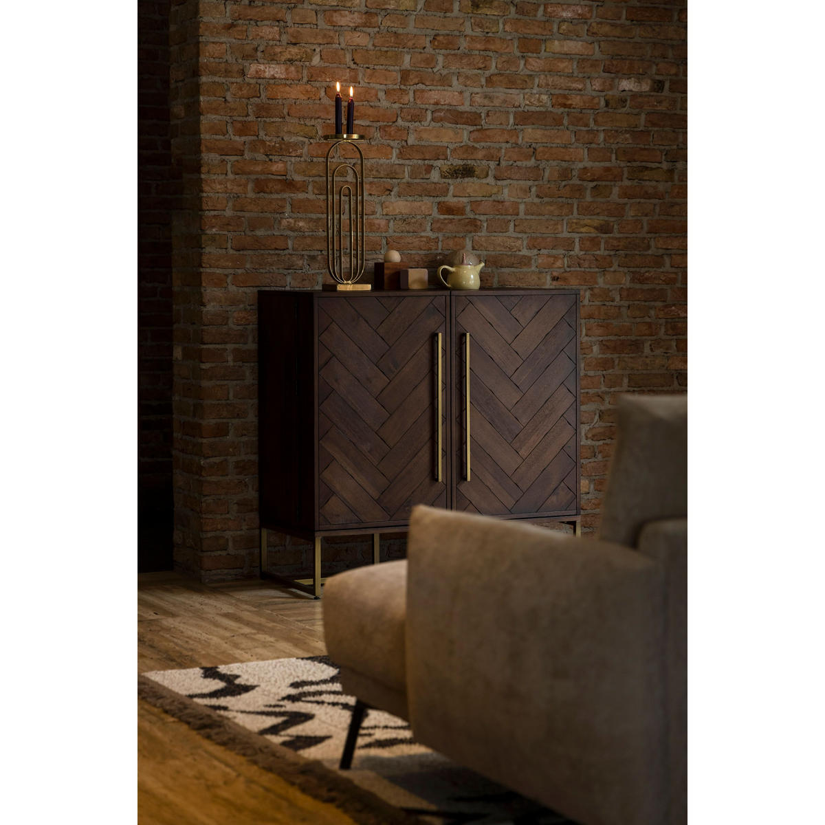 WEINSCHRANK Class Akazienholz Dunkelbraun - Braun, Holz (100/100/50cm) - Dutchbone