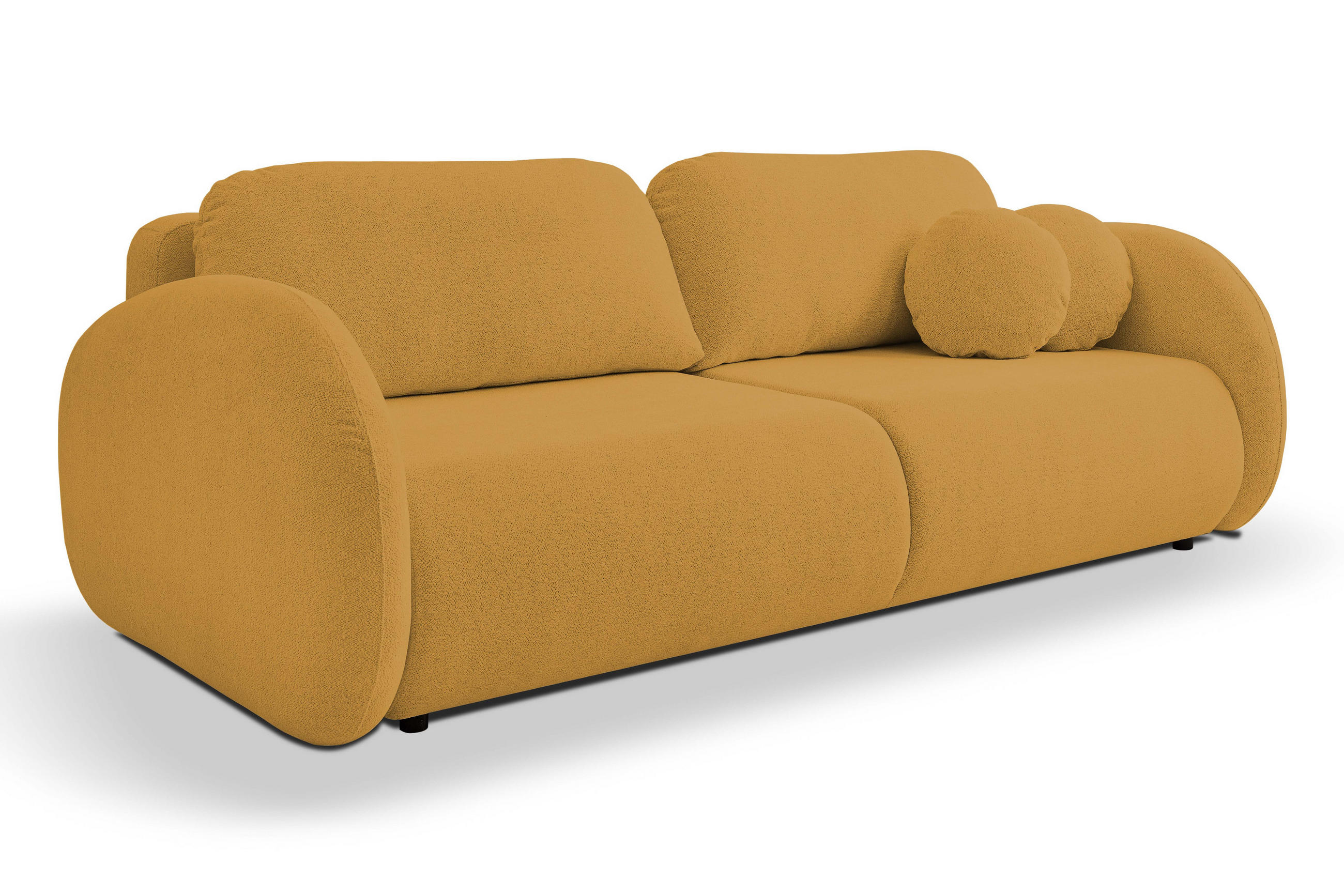 SOFA LOOP Schlaffunktion & Bettkasten PUR-Schaum Schwarze Kunststofffüße skandinavischer Stil lose Rückenkissen freistehend 234x112x86 cm Gold - Goldfarben, Holz/Textil (234/86/112cm) - DomoHome