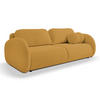 SOFA LOOP Schlaffunktion & Bettkasten PUR-Schaum Schwarze Kunststofffüße skandinavischer Stil lose Rückenkissen freistehend 234x112x86 cm Gold - Goldfarben, Holz/Textil (234/86/112cm) - DomoHome