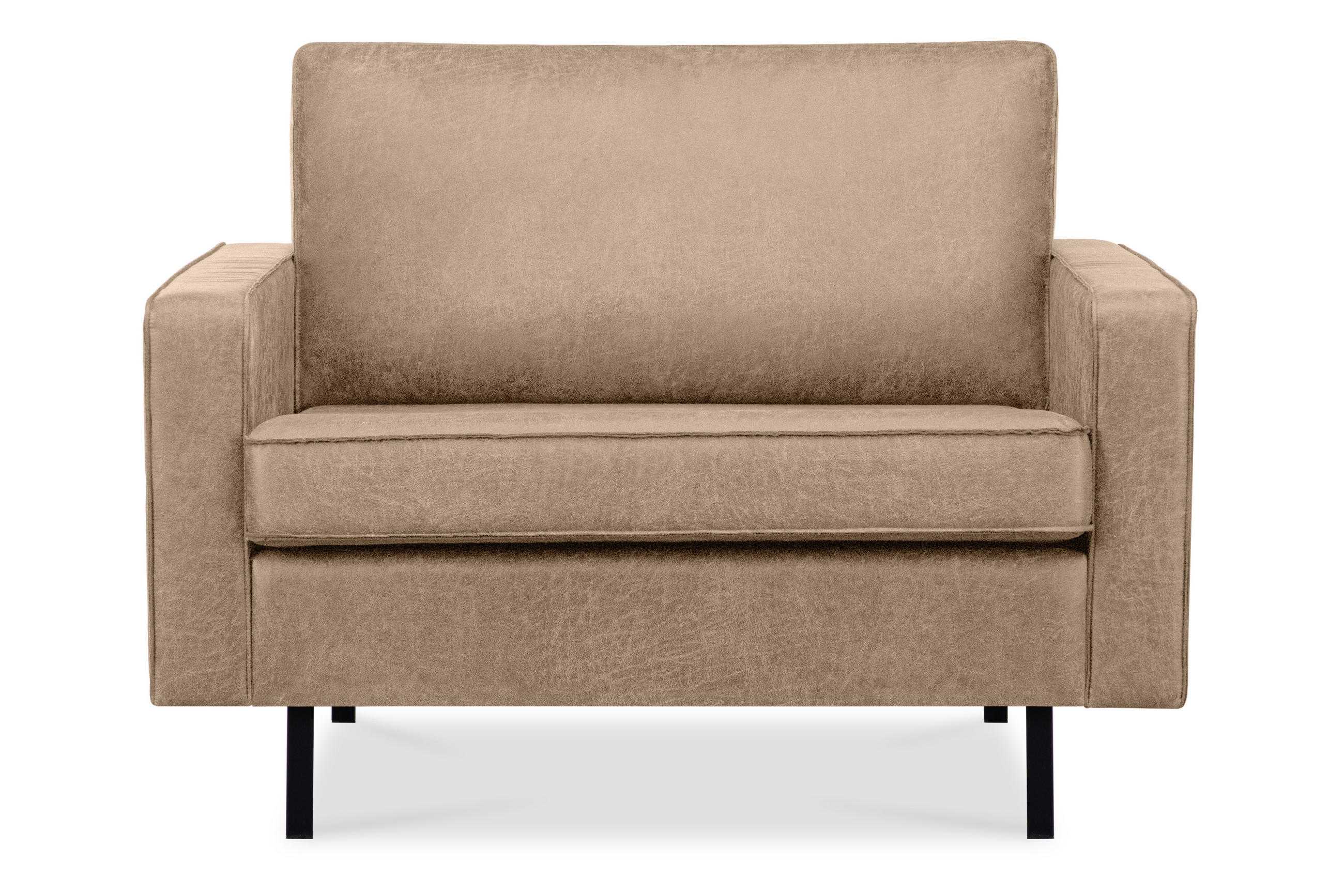 1,5-SITZER-SESSEL INVIA mit Armlehnen vintage, Lederoptik-Stoff, Beige - Beige/Schwarz, Textil (116/87/98cm) - KONSIMO®