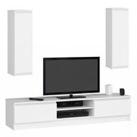 WOHNWAND SET Weiß 240x40x140 cm - Weiß, Holzwerkstoff (240/140/40cm) - Akord