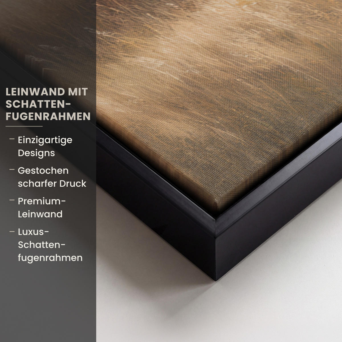 LEINWAND Bilder mit Rahmen - Gras - Morgennebel - Kreuz - Christentum - 50x50 - Beige, Textil (50/50cm) - MuchoWow