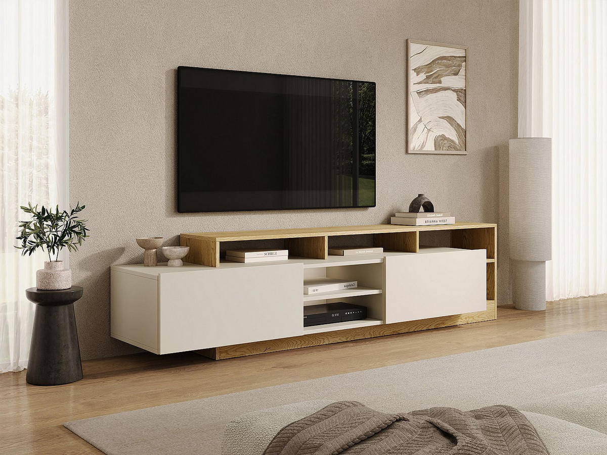 TV-BOARD - 192.4 cm x 43.6 cm - holz - beige, naturfarben hell Idesia - Beige/Naturfarben, Holz (192.4/47.8/43.6cm) - Vente-Unique