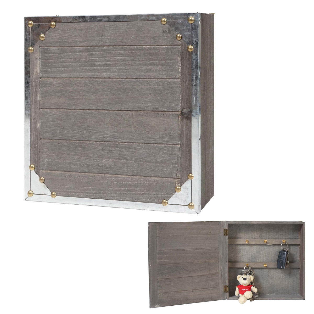 SCHLÜSSELKASTEN Grau, Braun - Braun/Grau, Holz (26/26/5cm) - MCW