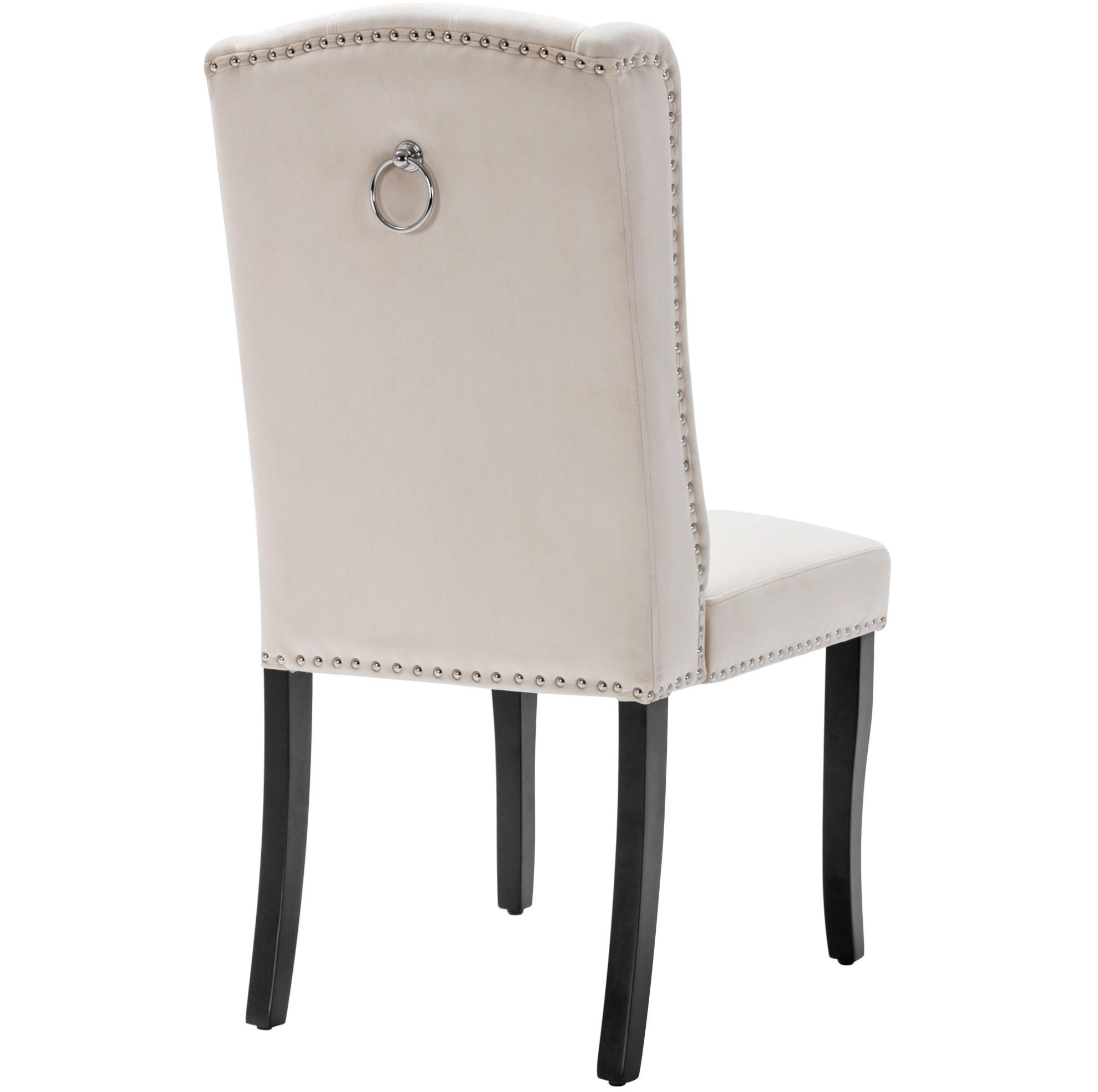 ESSZIMMERSTUHL 4er-Set Samt Beige mit Eichenbeinen - Beige, Metall (45/100/61.2cm) - Meubliv