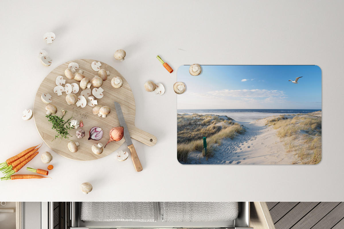 PLATZSETS 6er-Set Düne - Möwe - Strand - Meer - Sonne 45x30 cm - Greige, Kunststoff (0.3/45/30cm) - MuchoWow