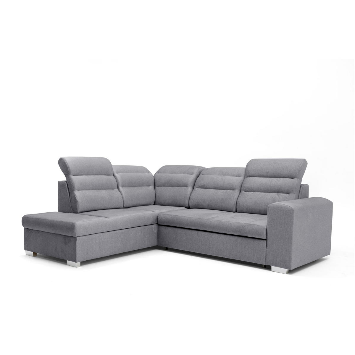 ECKSOFA CLOUD L Links mit Schlaffunktion 120x190 Velours Grau - Chromfarben/Grau, Holz/Kunststoff (202/260cm) - Muffo
