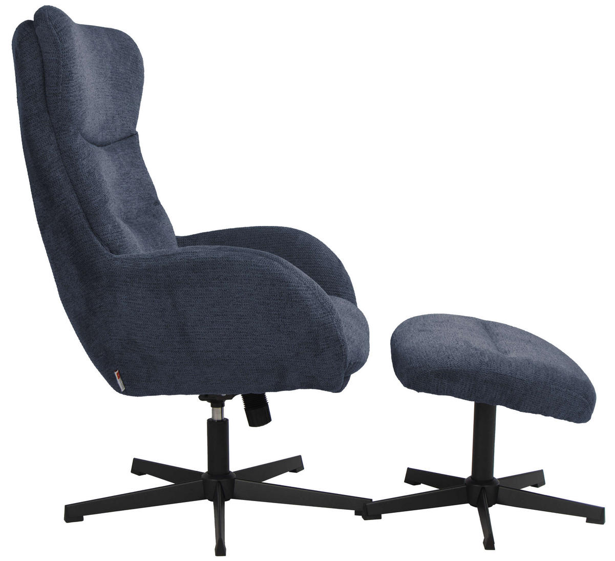 RELAXSESSEL Lucito blau inkl. Fußhocker - Blau/Schwarz, Textil/Metall (83/109/76cm) - Mr. Deko