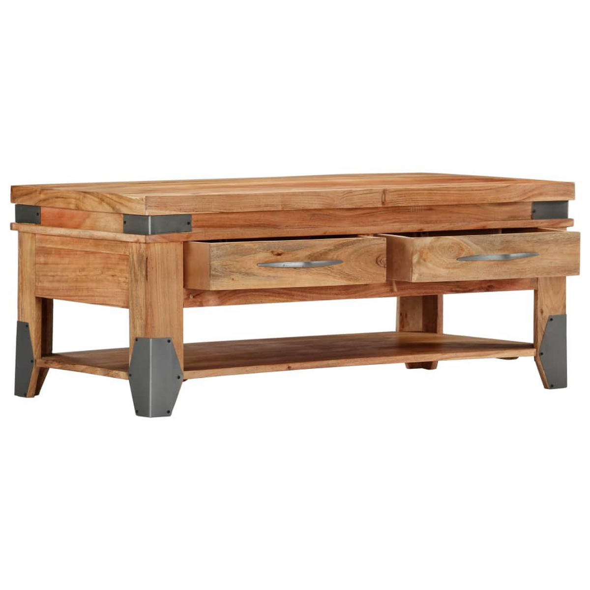 COUCHTISCH 110x52x45 cm Massivholz Akazie - Braun, Holz (52/110/45cm) - furnicato
