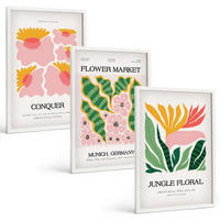 BILDER SET 3er Set - 40x60 cm Weißer Rahmen - Blumen und Blätter – moderne Poster - Weiß, Kunststoff (40/60cm) - TULUP