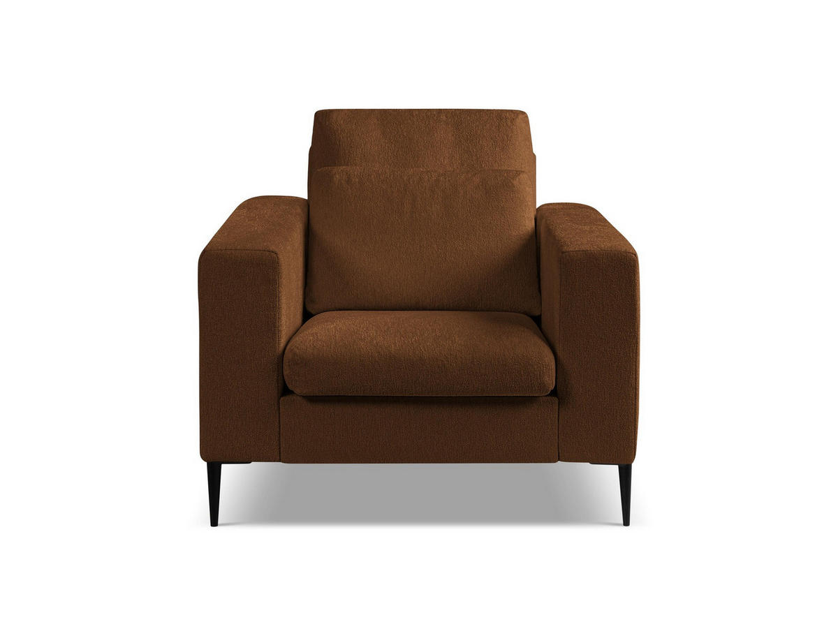 SESSEL Chenille Stoff Orange - Terra cotta/Schwarz, Holzwerkstoff/Textil (93/88/105cm) - Makamii