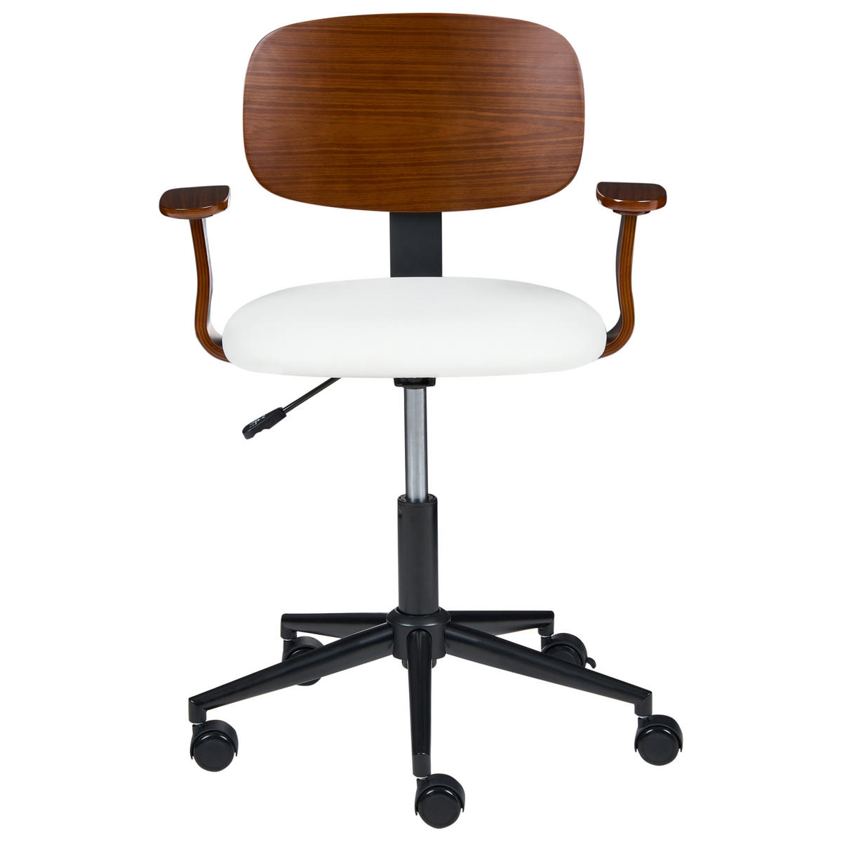 SCHREIBTISCHSTUHL Kunstleder Weiß Gunnison - Braun/Weiß, Textil/Metall (63/74/63cm) - Beliani