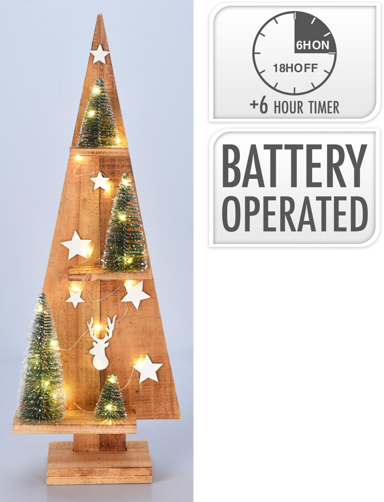 Thumbnail - Home Styling Collection Dekofigur, Beige, Holz, 11x70x25 cm, Dekoration, Weihnachtsdekoration
