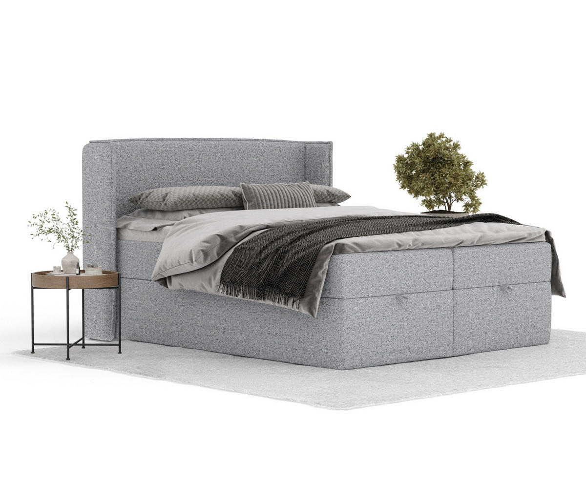BOXBETT Passion Grau 140/200 cm - Schwarz/Grau, Kunststoff/Textil (140/200cm) - Maison de Reve