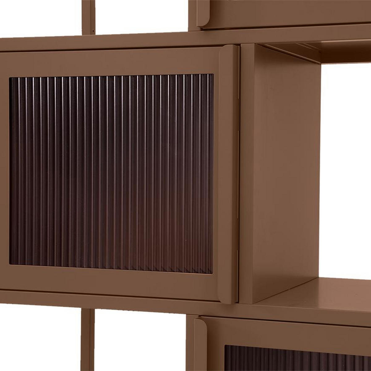 METALLREGAL H170cm 4 Türen 4 Fächer Braun und Geriffeltes Glas KIARA - Braun, Metall (35/170/80cm) - Sicaan