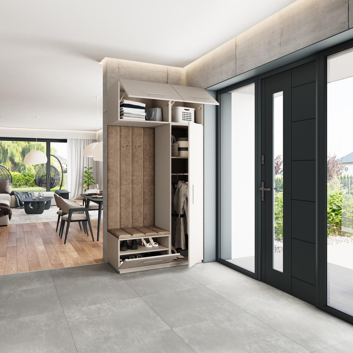 GARDEROBENSCHRANK REMA 120/240/60 cm Modern Garderobe-Set Kaschmir - Kaschmir/Beige, Holzwerkstoff (120/240/60cm) - MASSENO