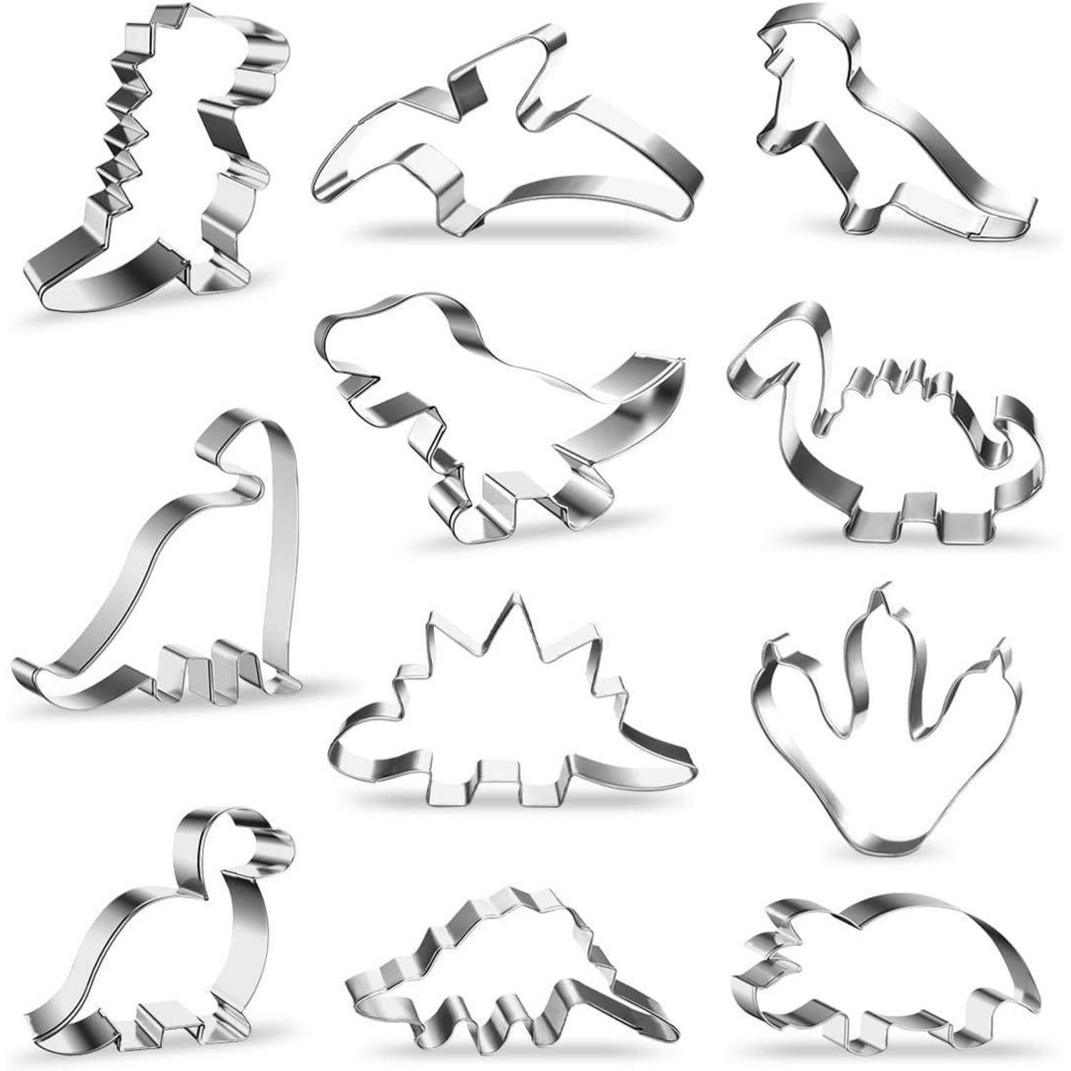 AUSSTECHFORMEN Set 11-teilig Dinosaurier Edelstahl - Silberfarben, Metall (8/2.2/9.4cm)