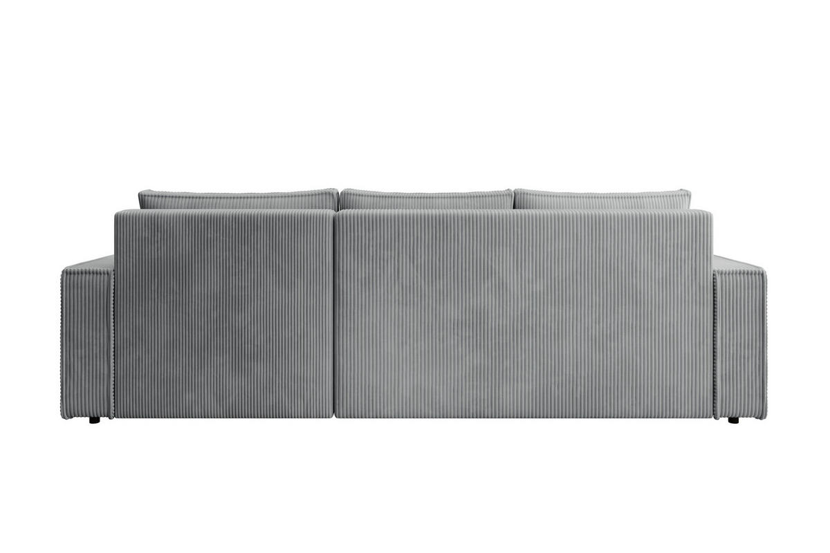 ECKSOFA CUDDY L, Eckcouch in L-Form mit Schlaffunktion und Bettkasten, Farbe: Grau, Cordstoff, Ottomane Rechts - Grau, Textil (240/140cm) - Storez24