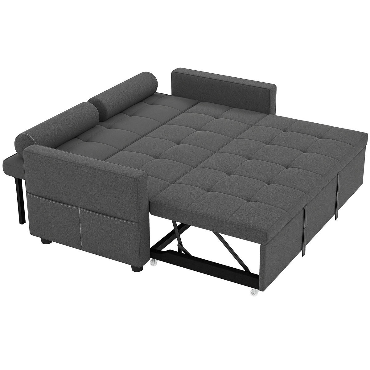 SCHLAFSOFA 2-Sitzer DE-14679 3-in-1 & 7-fach verstellbar Dunkelgrau - Dunkelgrau, Metall (137.5/84/80.5cm) - ComfortXL