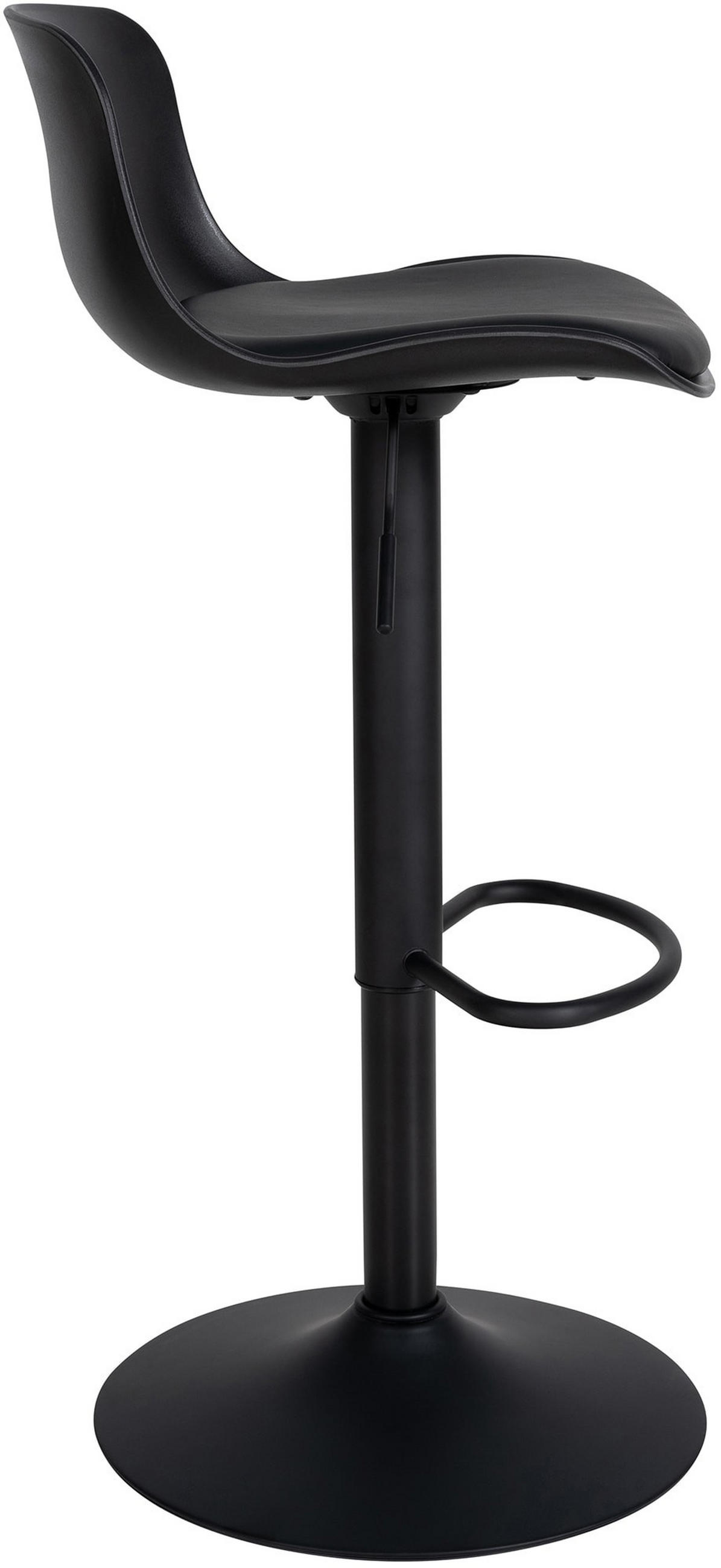 BARHOCKER Almada Kunstleder 75-104x43,5x46 cm schwarz - Schwarz, Leder (43.5/75/46cm) - furnicato