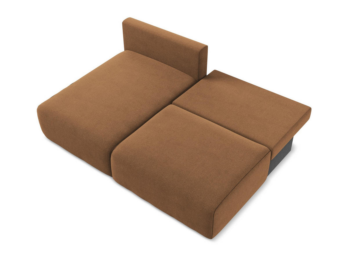 ECKSOFA mit Schlaffunktion links Strukturstoff Stoff Orange - Beige/Terra cotta, Kunststoff/Textil (149/210cm) - Makamii