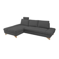 ECKSOFA grau Velours, Wohnzimmer Sofa - Grau, Holz/Textil (166/284cm) - Furn.Design