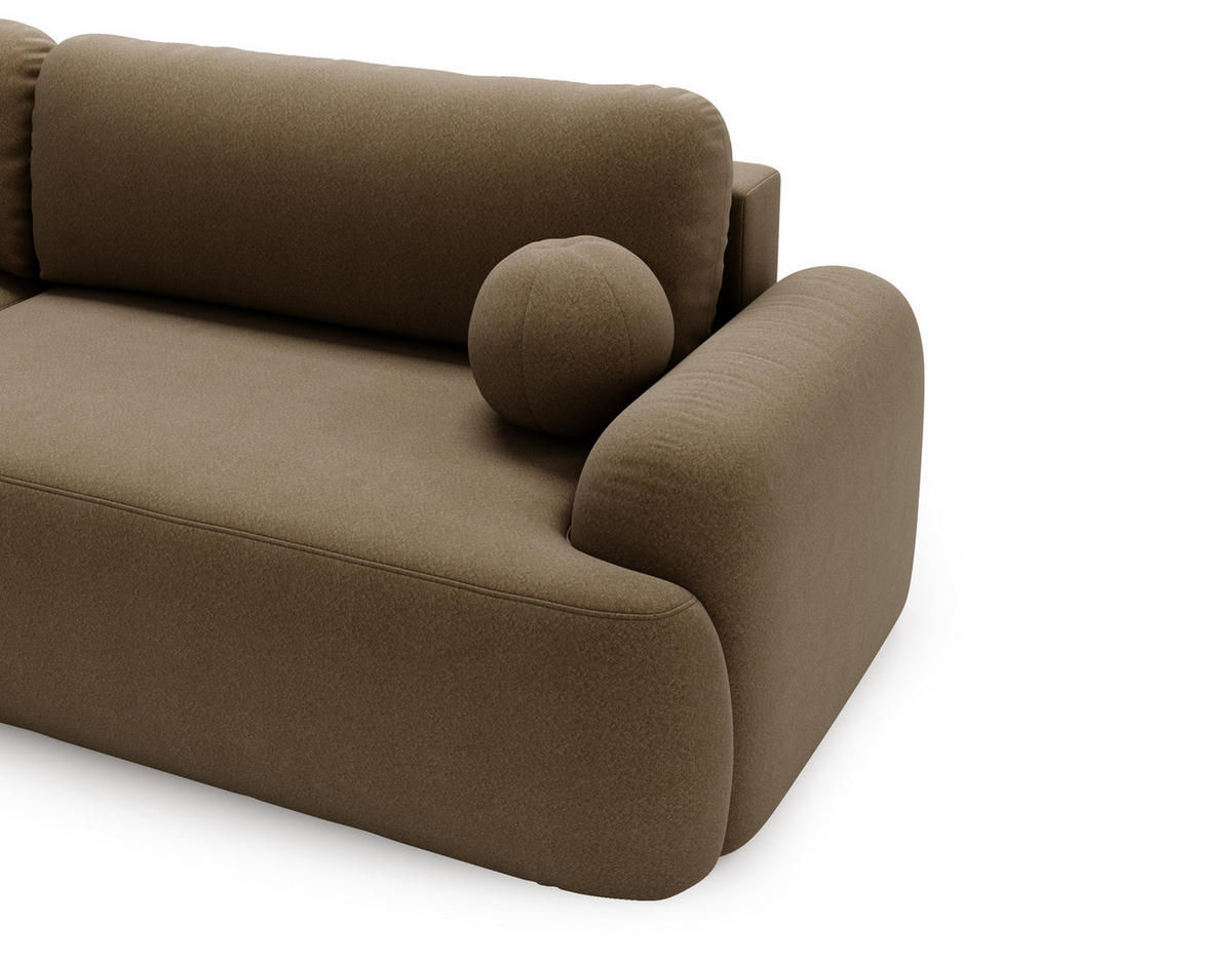 ECKSOFA DION BRAUN L - Links - Braun, Textil (261/177cm) - Luxkor24