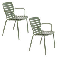 GARTENSTUHL Vondel Armlehne Grün - 2 er Set - Grün, Metall (64.7/82.8/58.2cm) - Zuiver