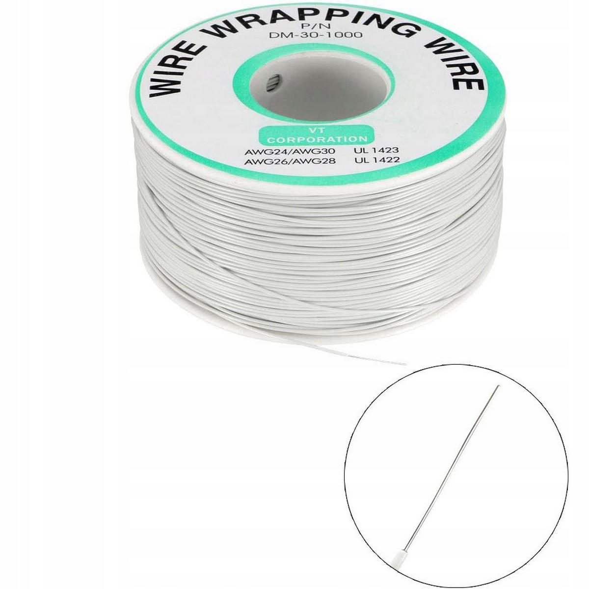 KABEL KYNAR, AWG 30 Ø 0,25 mm, Ø außen 0,6 mm, 200 m, verzinntes Kupfer, PVC-Isolierung, 300 V, -60 bis 105 °C - Multicolor, Kunststoff/Metall (10/10/10cm)