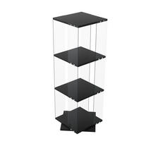VITRINE mit LED Beleuchtung und Drehsockel - Drehbare Glaskvitrine mit 3 Ebenen - für Wohnzimmer und Büro - Schwarz - Schwarz, Glas (38/121/38cm) - DELFA