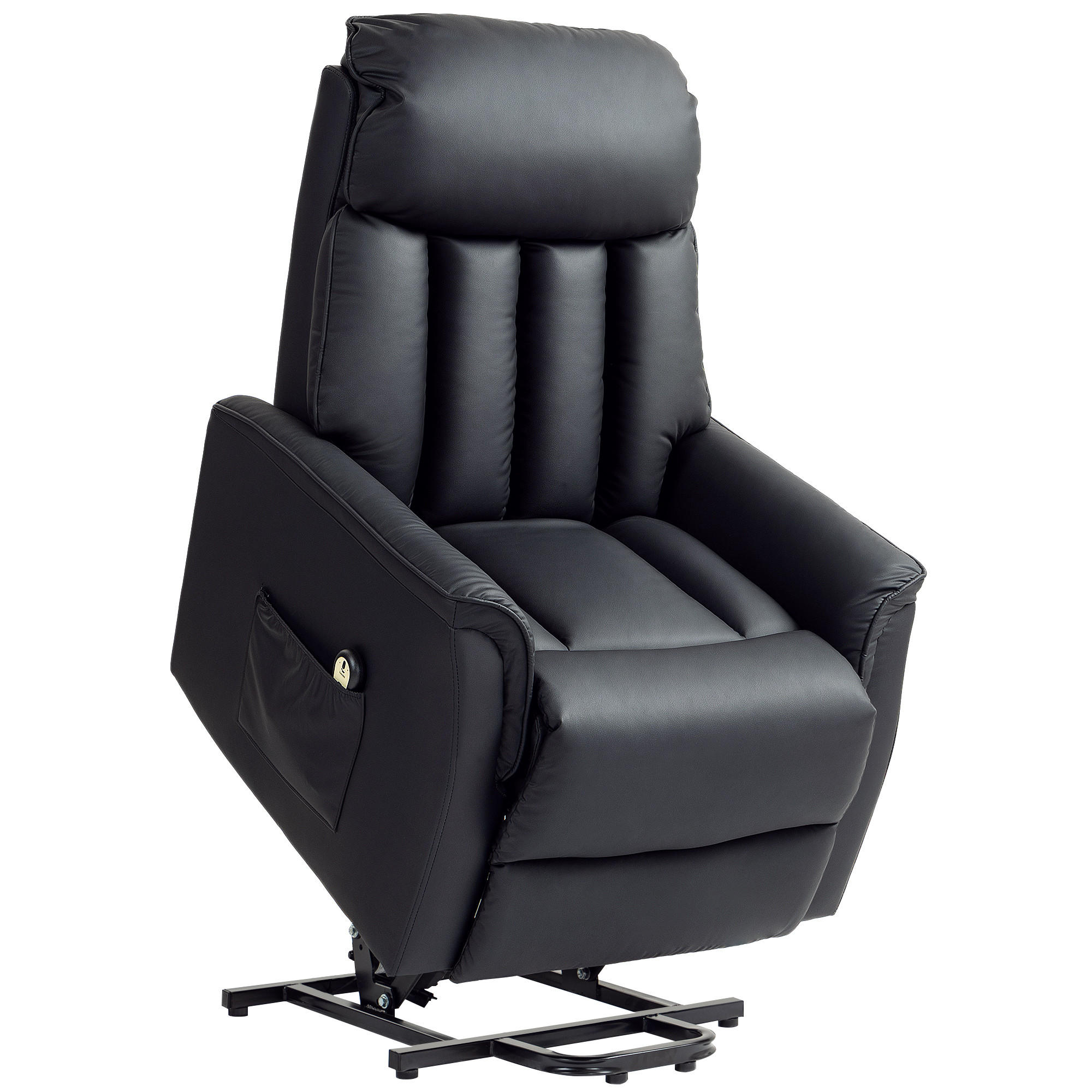 SESSEL mit Aufstehhilfe Kunstleder schwarz - Schwarz, Leder/Holzwerkstoff (80/104/94cm) - HOMCOM