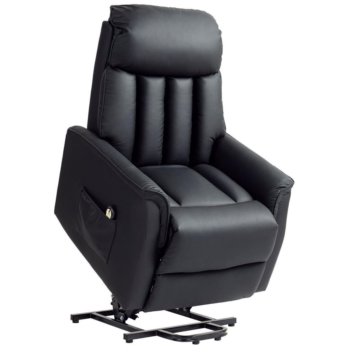 SESSEL mit Aufstehhilfe Kunstleder schwarz - Schwarz, Leder/Holzwerkstoff (80/104/94cm) - HOMCOM