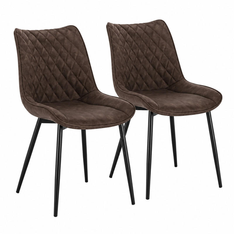 ESSSTUHL 2er-Set Kunstleder Braun mit Metallbeinen - Braun, Metall (40.5/85.5/46cm) - Meubliv
