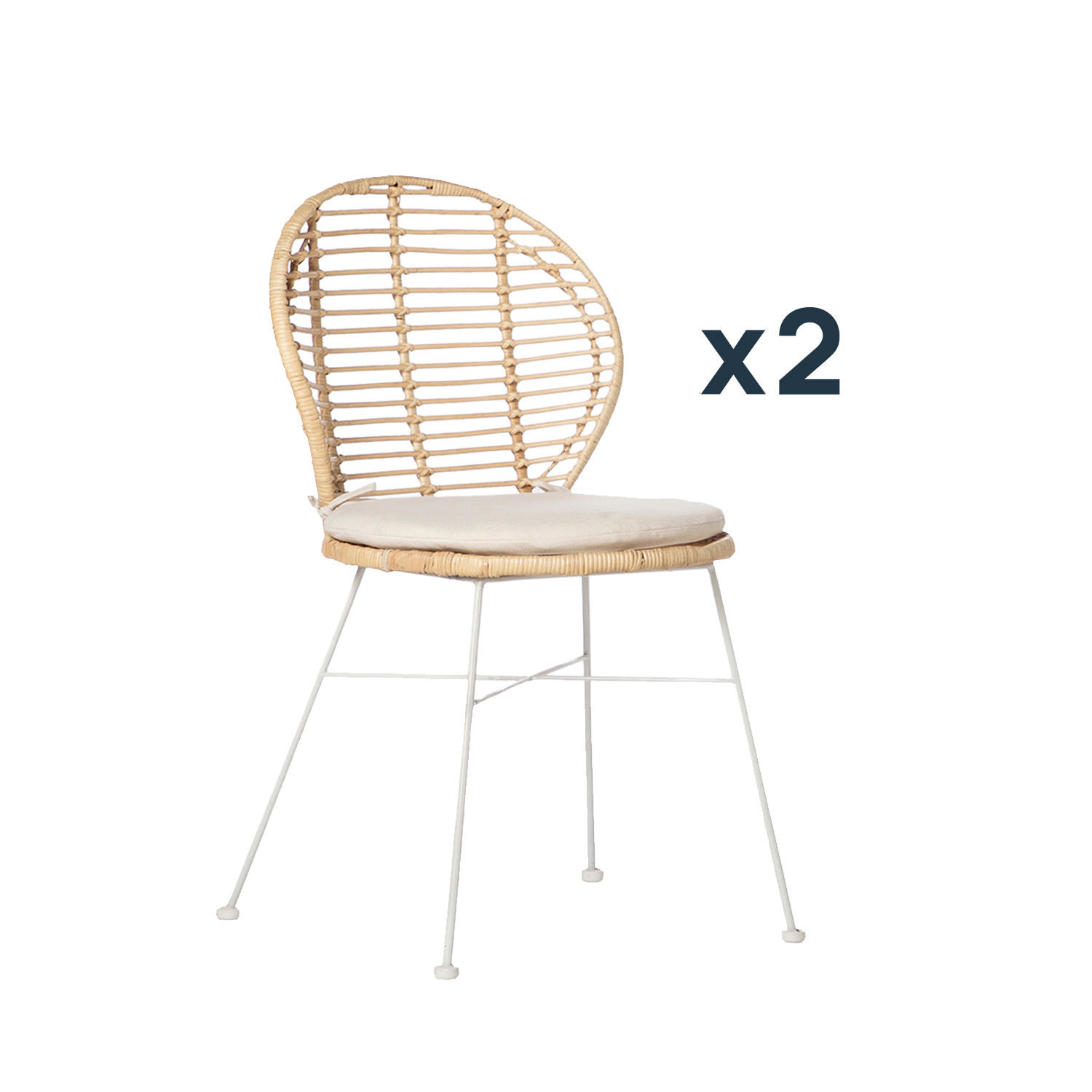 STUHL FÜR DRAUSSEN Kala Natürlich 51 cm x 89 cm 2er-Set - Naturfarben, Naturmaterialien (51/89/58cm)