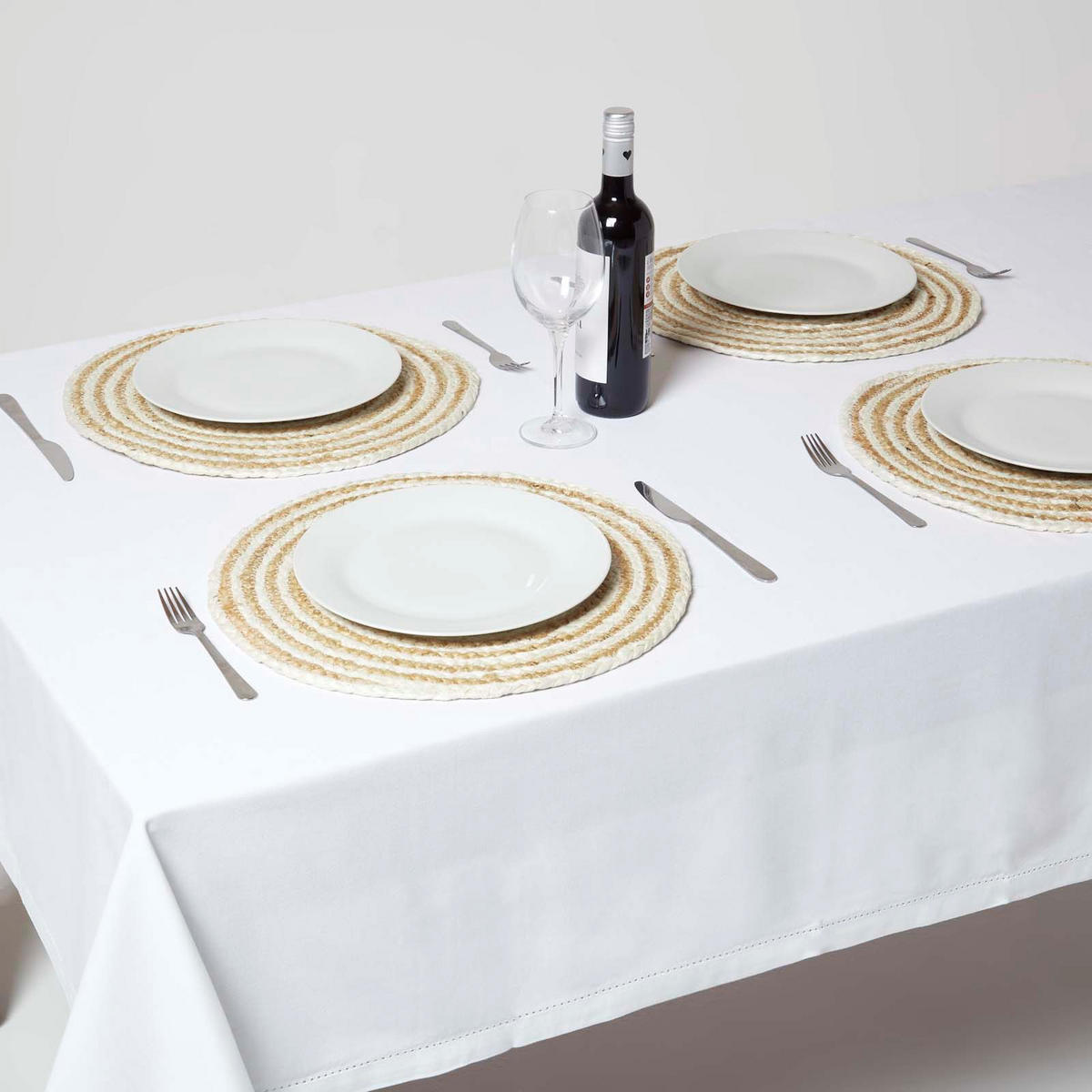 JUTE-TISCHSET Spiral creme-natur, 4er-Set Platzsets rund geflochten, 40 cm - Naturfarben, Naturmaterialien (40/40cm) - Homescapes