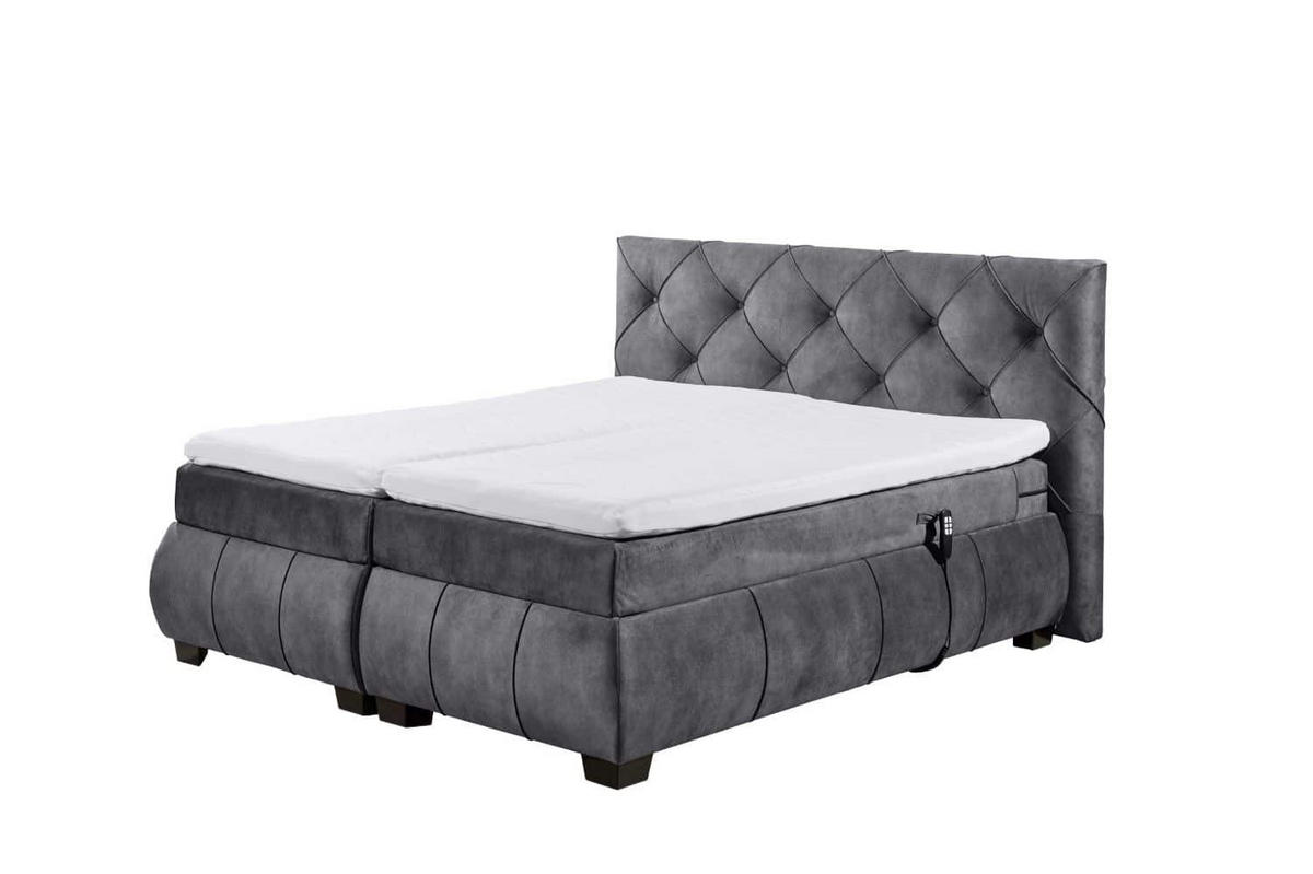 BOXSPRINGBETT 180x200 inkl. Elektrofunktion, Topper und Matratze - Schieferfarben/Rostfarben, Holz/Holzwerkstoff (180/200cm) - ed exciting design