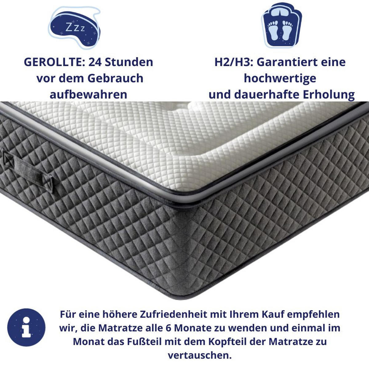 KALTSCHAUMMATRATZE Amsterdam H3/H4 180x200 - Weiß, Textil (180/200cm) - Dagostino Home