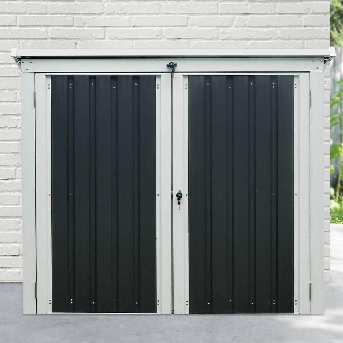 MÜLLTONNENBOX BASURA - Größe: 2 x 240L - Anthrazit, Metall (158/134/101cm) - Home Deluxe
