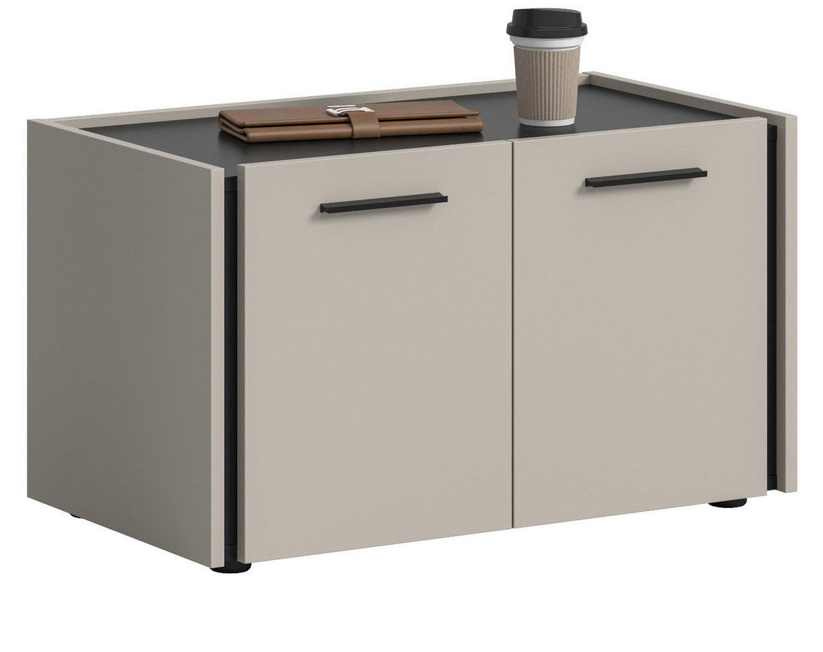 GARDEROBENBANK Kaschmir 75 x 43 cm, Schuhbank mit Soft-Close - Kaschmir/Schwarz, Holzwerkstoff/Kunststoff (75/43/40cm) - Inn.Furn