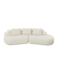MODULSOFA 2-teilig geschwungen mit 3 Rückenkissen, DE-42897, Cremeweiß - Beige, Textil (306/67/103cm) - ComfortXL