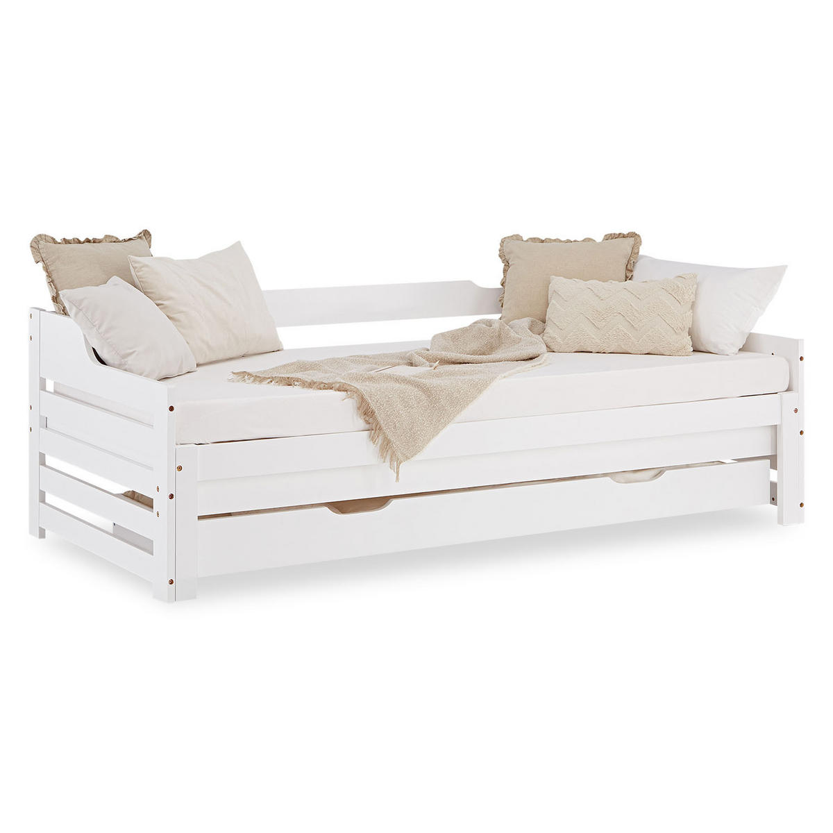 AUSZIEHBETT 90/200 cm Weiß - Weiß, Holz (90/200cm) - Homestyle4u
