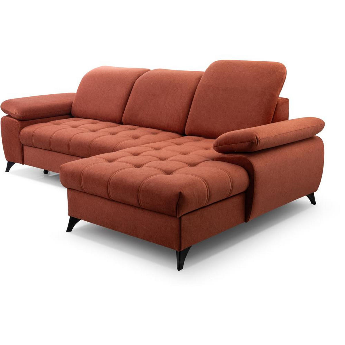 ECKSCHLAFSOFA Bello dunkelrot rechts - Schwarz/Dunkelrot, Textil (265/156cm) - Beautysofa