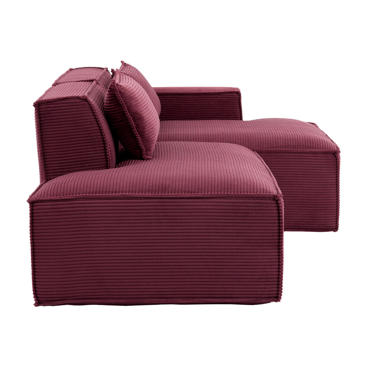 ECKSOFA DE-35208 mit 2 Kissen Rot - Rot, Textil (129/235cm) - ComfortXL