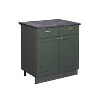 KÜCHENUNTERSCHRANK Fame-Line Grün-Gold Landhaus 80 cm, AP Anthrazit - Anthrazit/Grün, Holzwerkstoff (80/82/60cm) - Vicco